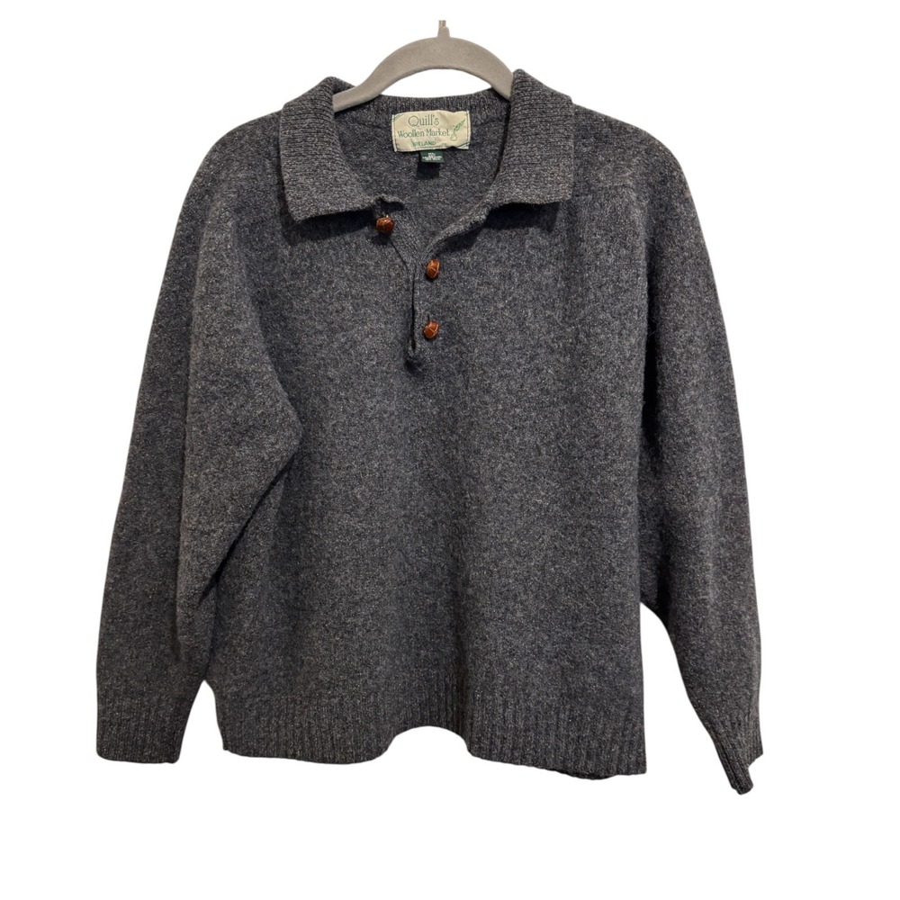 Ireland Quill's Woollen Market Sweater Womens XL Gray Lambswool Silk Cottagecore